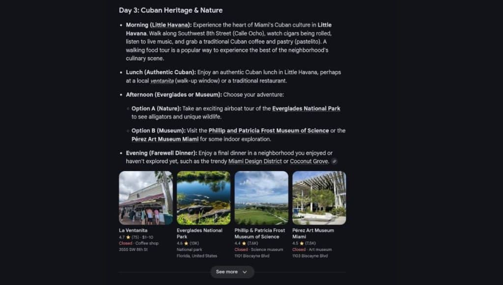 AI Mode Privacy Benefits vs. Risks Example (Miami Day 3)